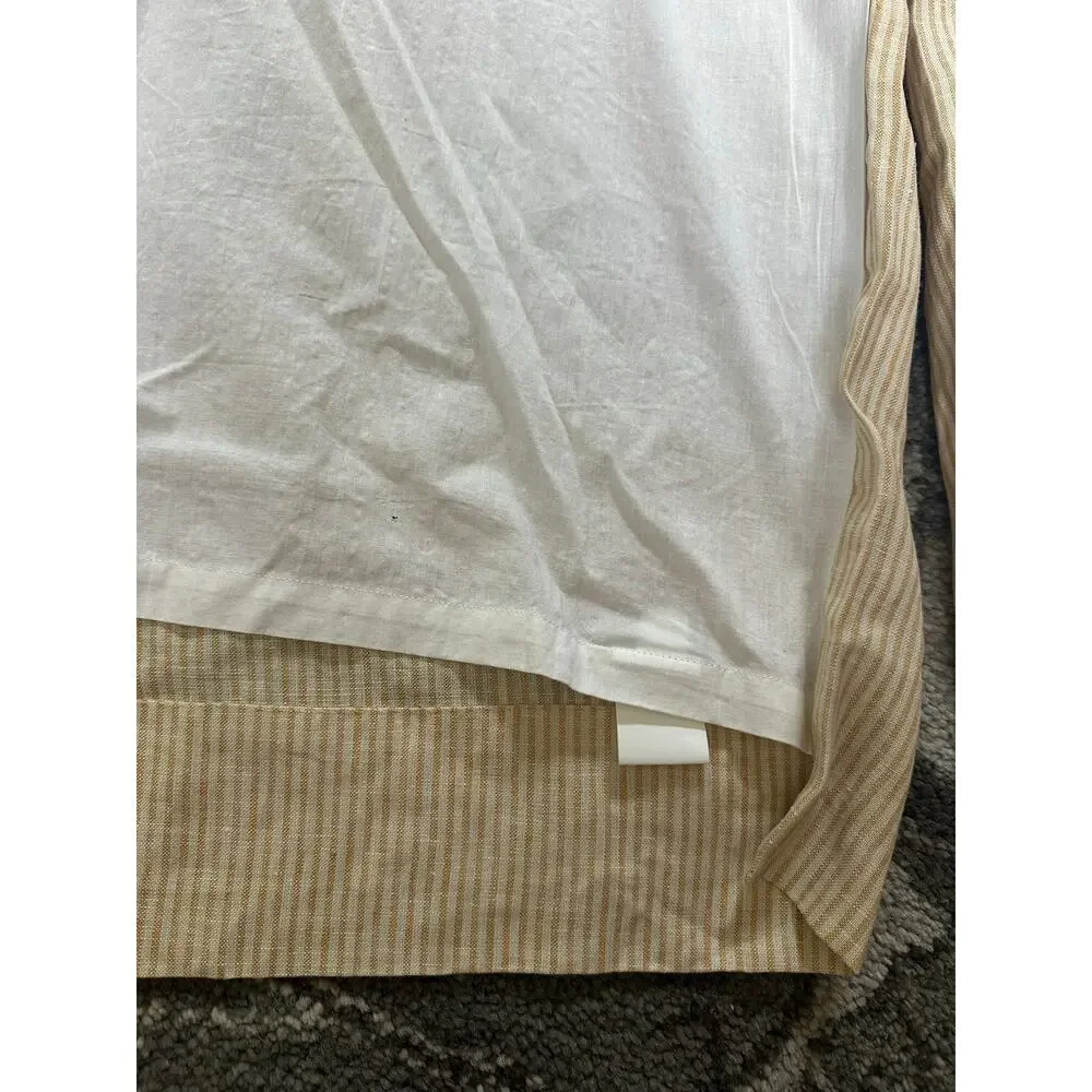 2 POTTERY BARN WHEATON STRIPE SUNFLOWER YELLOW LINEN CURTAINS SET READ